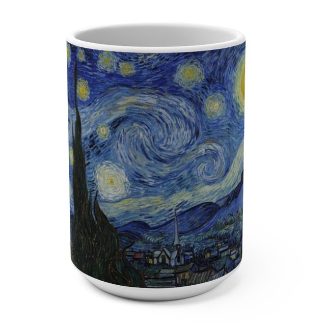 Ceramic mug wrapped in Van Gogh's The Starry Night